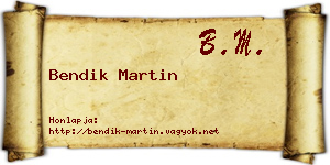 Bendik Martin névjegykártya